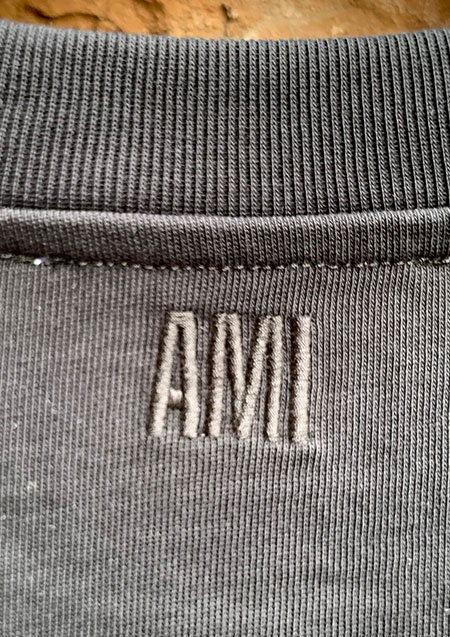 AMI PARIS LONG SLEEVES ADC T-SHIRT | WOOL TRICOTINE BLACK/001