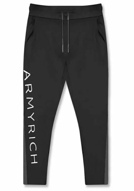 ARMYRICHスパンデックストレーニングパンツ | ブラックxチャコールグレー