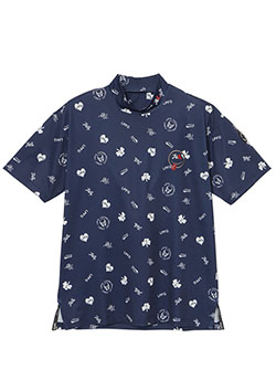 LUCIEN PELLAT-FINET LPFG メンズ オールオーバー 半袖モックネックシャツ | 79NAVY x WHITE