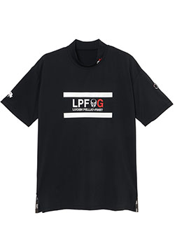 LUCIEN PELLAT-FINET LPFG メンズ 2ライン 半袖モックネックシャツ | 08BLACK