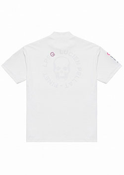 LUCIEN PELLAT-FINET LPFG メンズ 半袖モックネックシャツ フルオモチーフ | 80WHITE x PINK