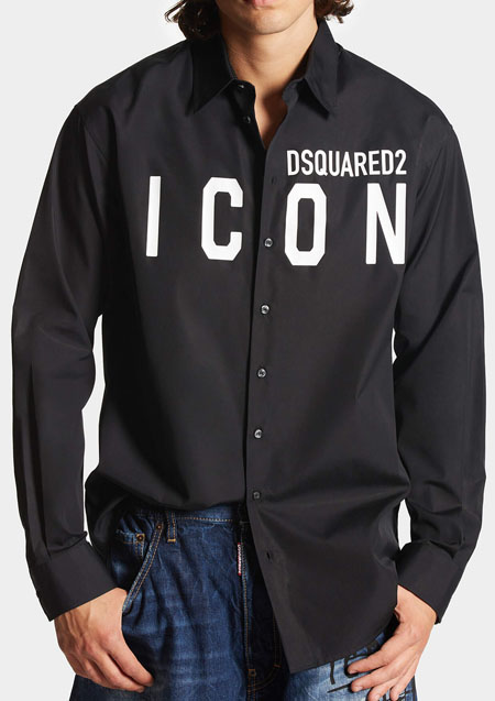 DSQUARED2 BE ICON DROP SHIRT | 900BLACK  | MEN