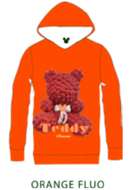 AWESOME TEDDY HOODIE FLUO 24FW95 | ORANGE FLUO