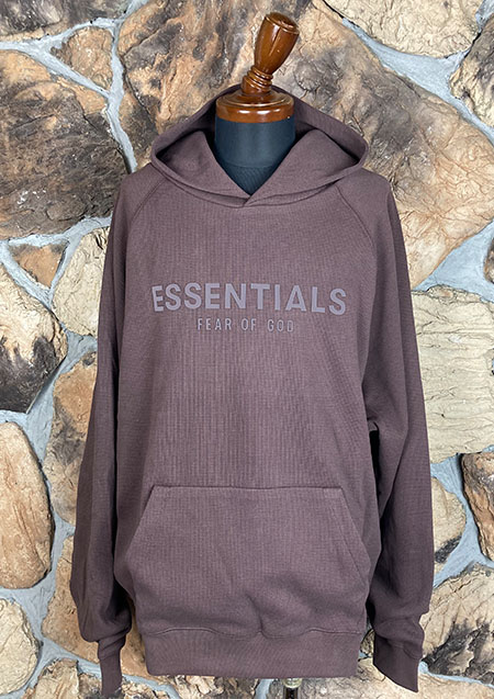 FOG ESSENTIALS 23SS FRONT LOGO RAGLAN WAFFLE HOODIE | DK/PLUM