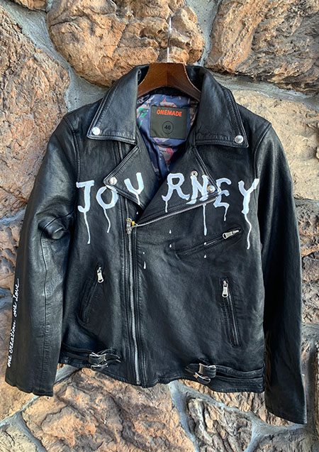 ONEMADE  LAM LEATHER HAND PAINTED W-RIDERS JACKET | BLACK