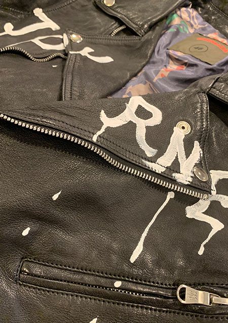 ONEMADE  LAM LEATHER HAND PAINTED W-RIDERS JACKET | BLACK