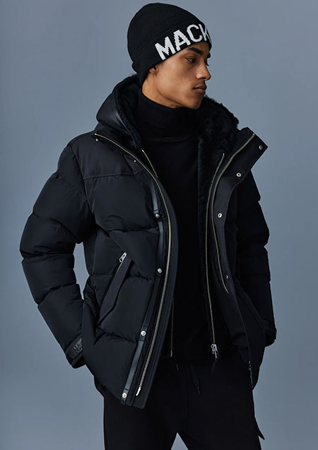 Mackage RILEY Men's Hooded Down Jacket | C0001Black | MENS