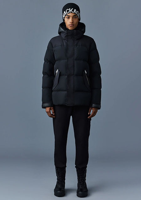 Mackage RILEY Men's Hooded Down Jacket | C0001Black | MENS