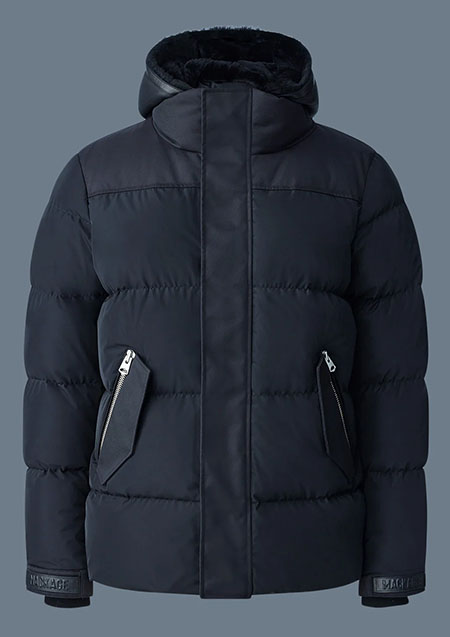 Mackage RILEY Men's Hooded Down Jacket | C0001Black | MENS