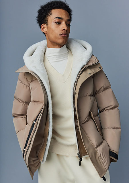 Mackage RILEY Mens Hooded Down Jacket | C0229Camel | MENS