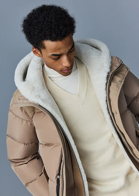 Mackage RILEY Mens Hooded Down Jacket | C0229Camel | MENS