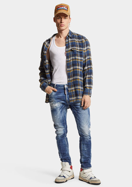 DSQUARED2 MEDIUM HERITAGE RAMMENDO WASH TIDY BIKER JEAN | 470BLUE