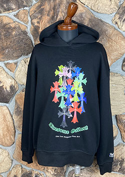 AWESOME MANY CROSS ART HOODIE SOLID 24FW0108BB | BLACK