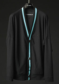 1PIU1UGUALE3 SPORT THESAINT MAFIA TECHNICAL MESH RIB MESH CARDIGAN | 99/53BLACK/TURQUOISE