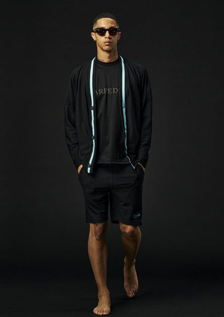 1PIU1UGUALE3 SPORT THESAINT MAFIA TECHNICAL MESH RIB MESH CARDIGAN | 99/53BLACK/TURQUOISE