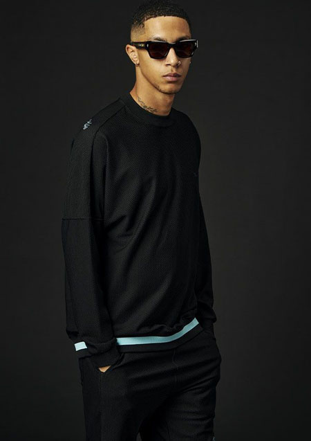 1PIU1UGUALE3 SPORT THESAINT MAFIA TECHNICAL MESH LOSE FIT CREW | 99/53BLACK/TURQUOISE