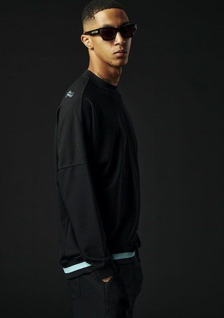 1PIU1UGUALE3 SPORT THESAINT MAFIA TECHNICAL MESH LOSE FIT CREW | 99/53BLACK/TURQUOISE