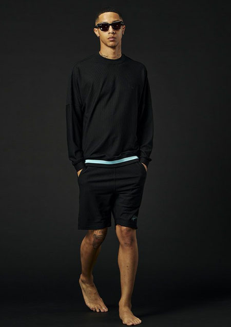 1PIU1UGUALE3 SPORT THESAINT MAFIA TECHNICAL MESH LOSE FIT CREW | 99/53BLACK/TURQUOISE