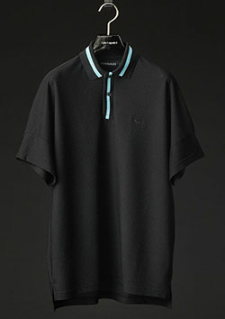 1PIU1UGUALE3 SPORT THESAINT MAFIA TECHNICAL MESH HYBRID POLO | 99/53BLACK/TURQUOISE