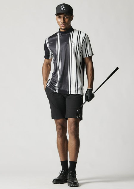 1PIU1UGUALE3 GOLF STRIPE MOCK | 99BLACK | MENS