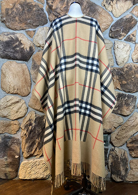 BURBERRY レディース リバーシブル チェック ウール カシミア ポンチョ フリンジ | A7026 ARCHIVE BEIGE