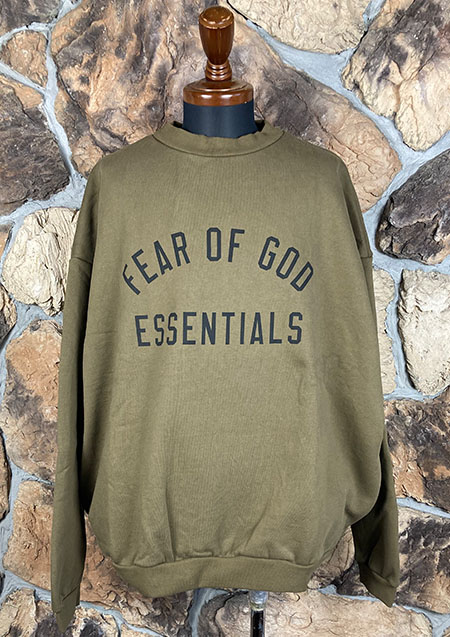 FOG ESSENTIALS 24FW ARCH LOGO CREW SWEAT SHIRTS | OLIVE