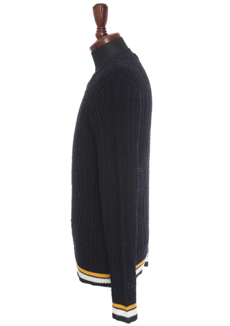 SEVESKIG CABLE CREW NECK SWEATER | NAVY075