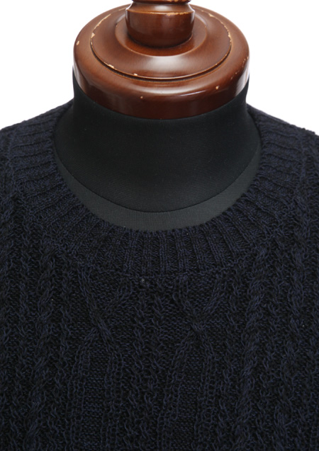 SEVESKIG CABLE CREW NECK SWEATER | NAVY075