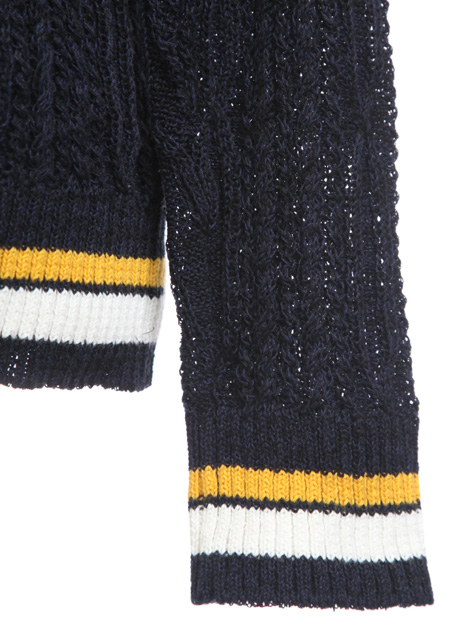 SEVESKIG CABLE CREW NECK SWEATER | NAVY075